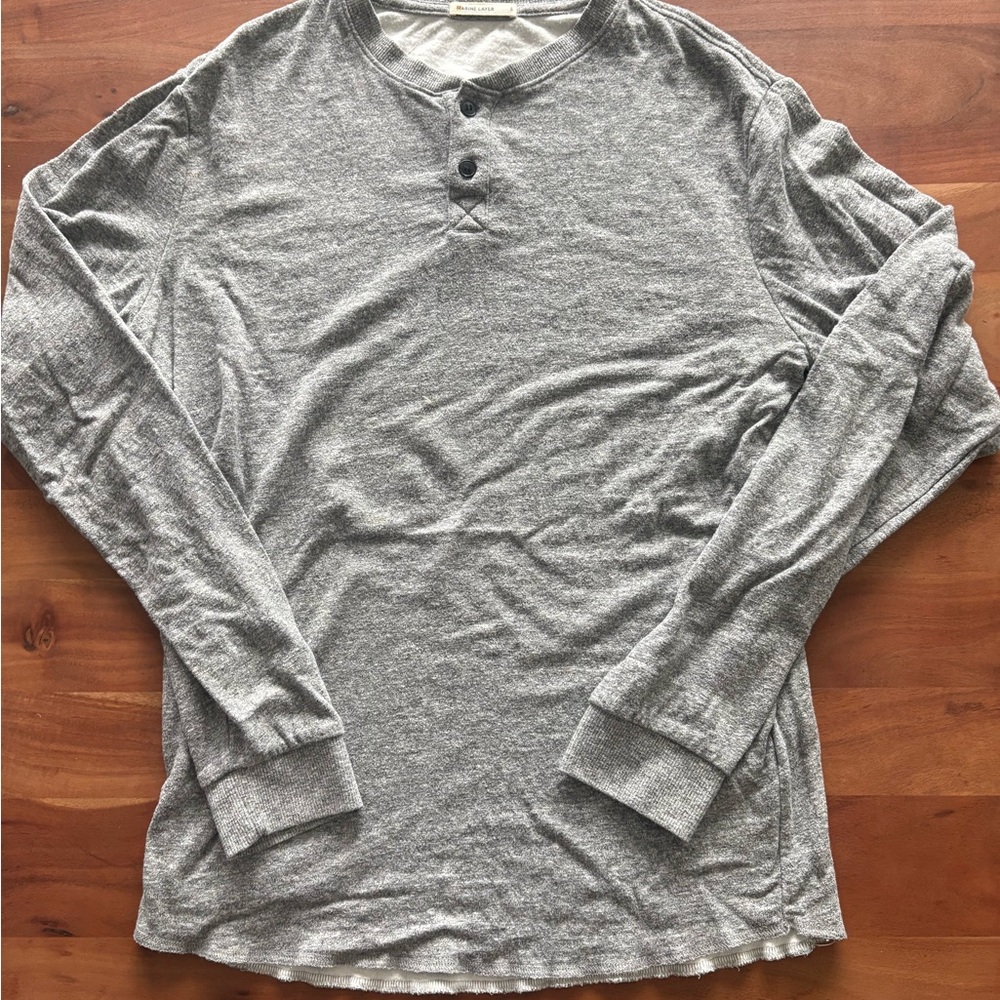 Marine Layer Heather Gray Sweater Henley